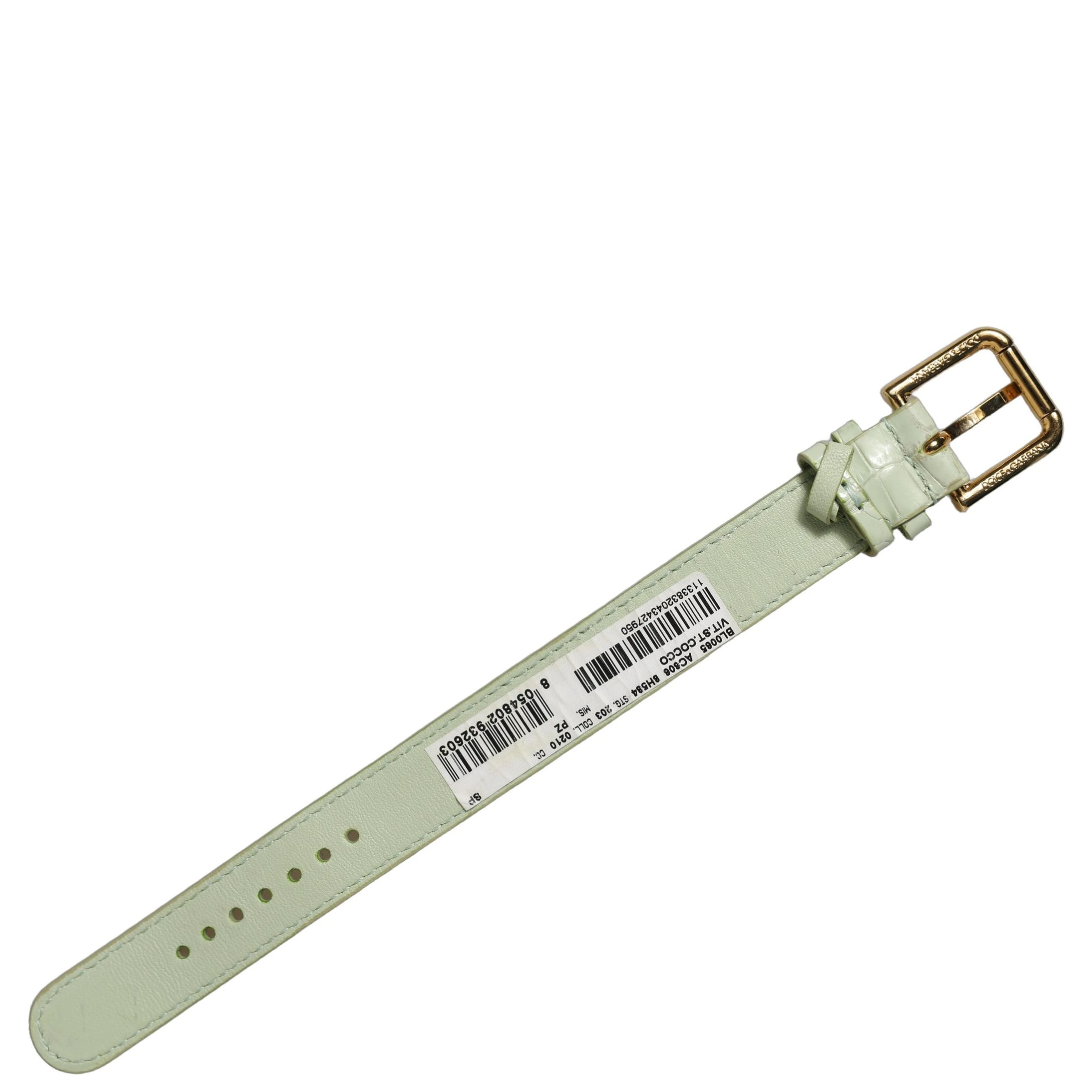 Green Embossed Leather Gold Buckle Belt Strap Bracelet