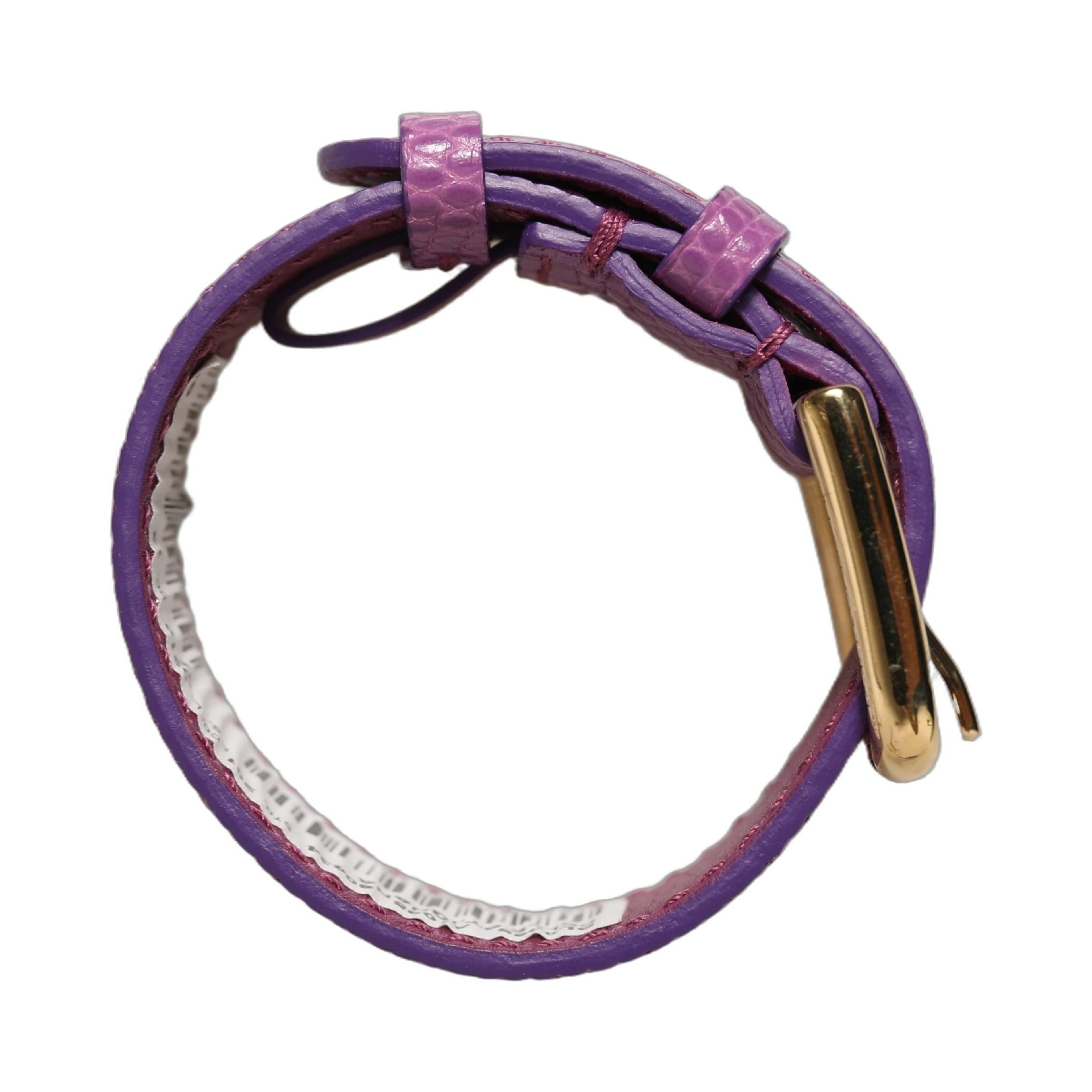 Purple Textured Leather Gold Buckle Belt Strap Bracelet