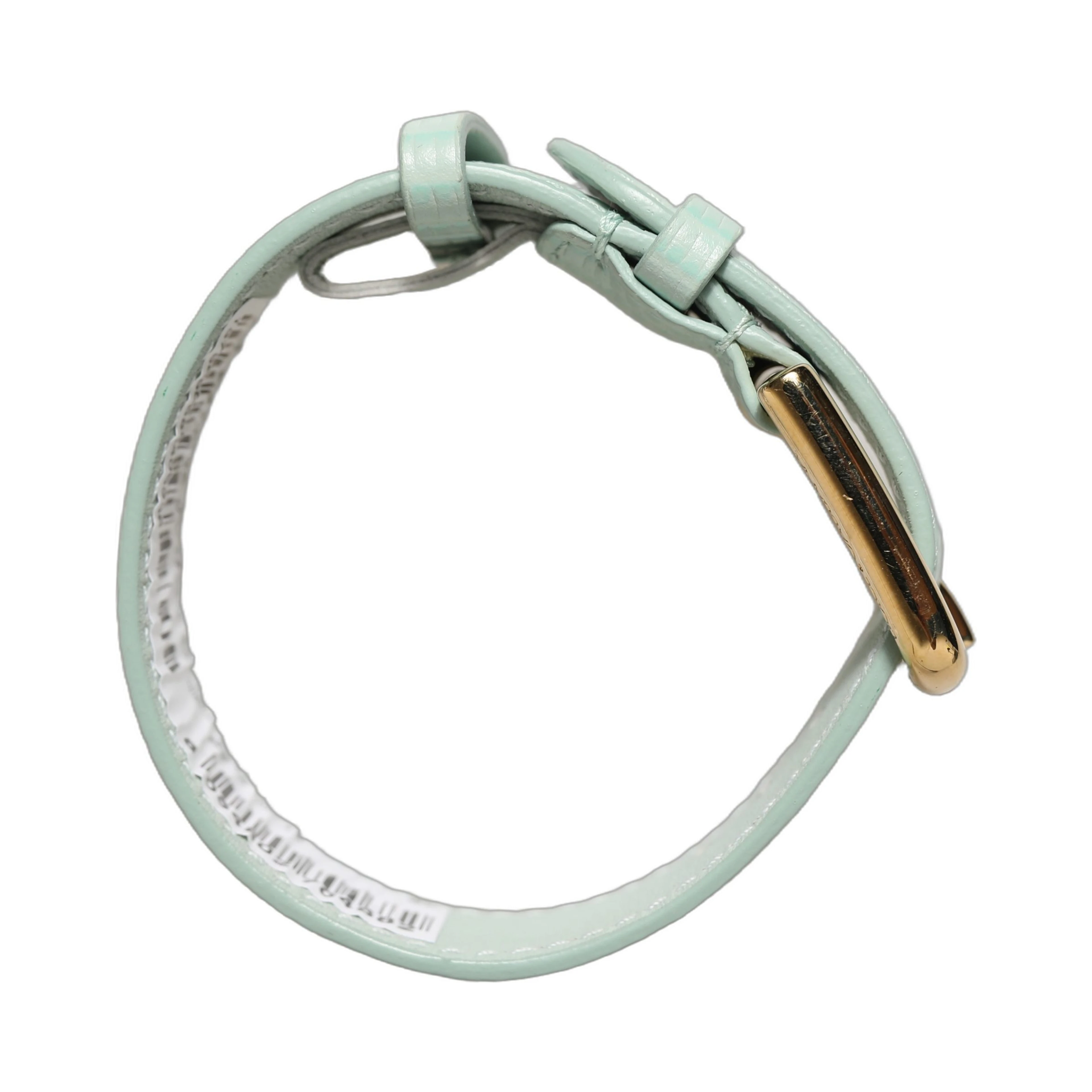 Green Textured Leather Gold Buckle Belt Strap Bracelet