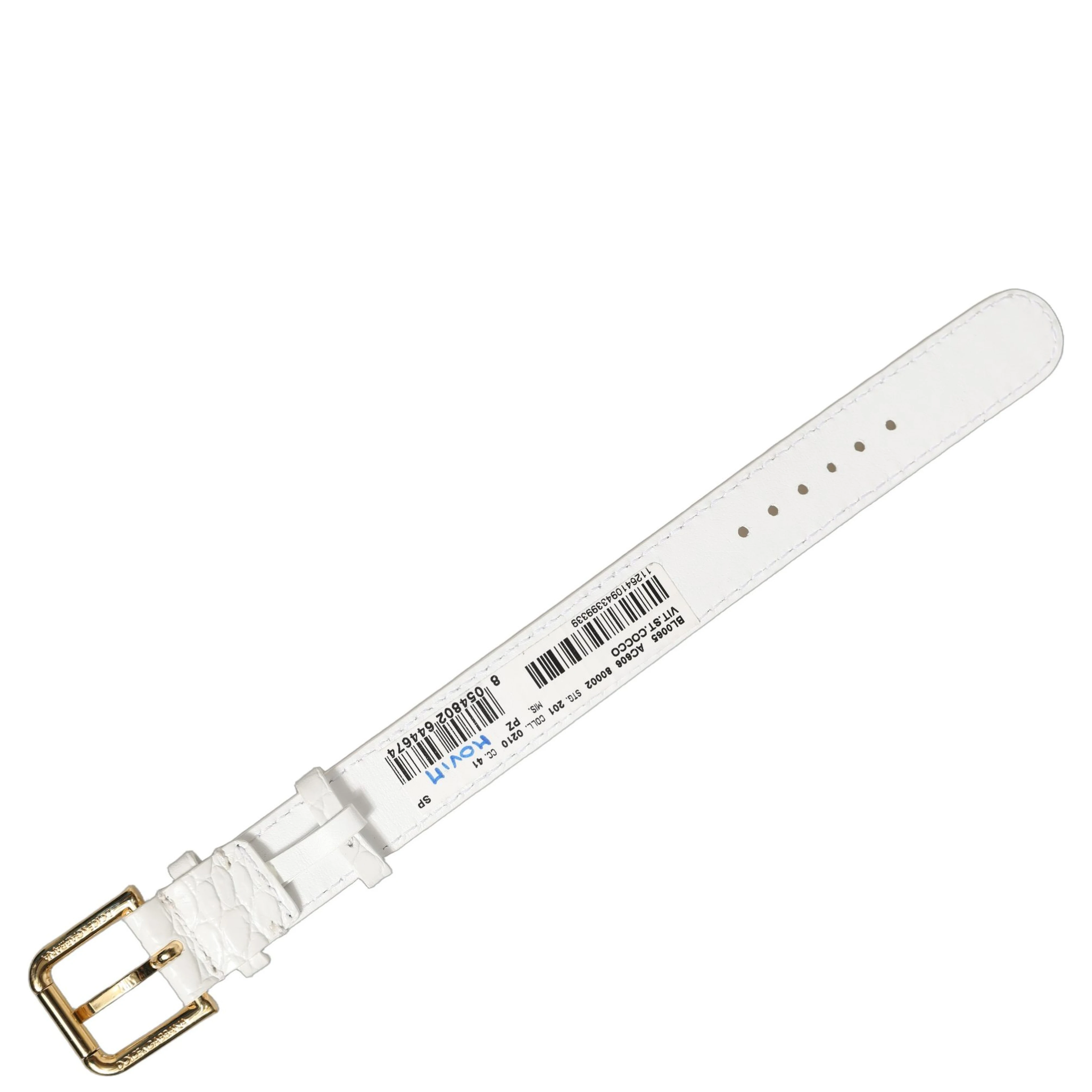 White Embossed Leather Gold Buckle Belt Strap Bracelet