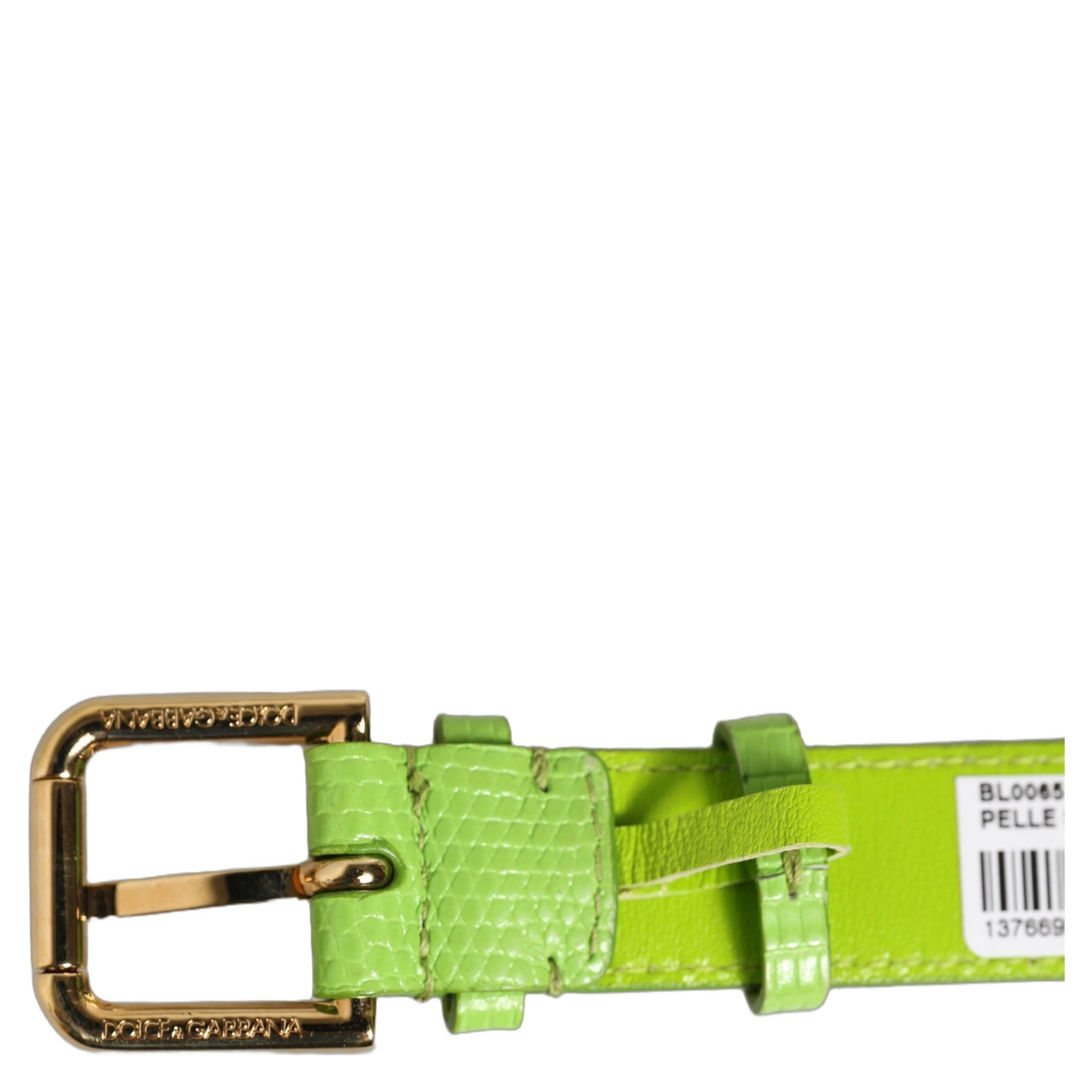 Green Textured Leather Gold Buckle Belt Strap Bracelet