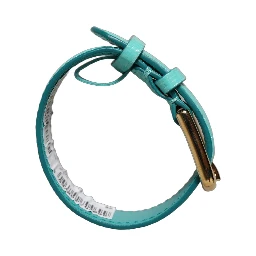 Blue Textured Leather Gold Buckle Belt Strap Bracelet