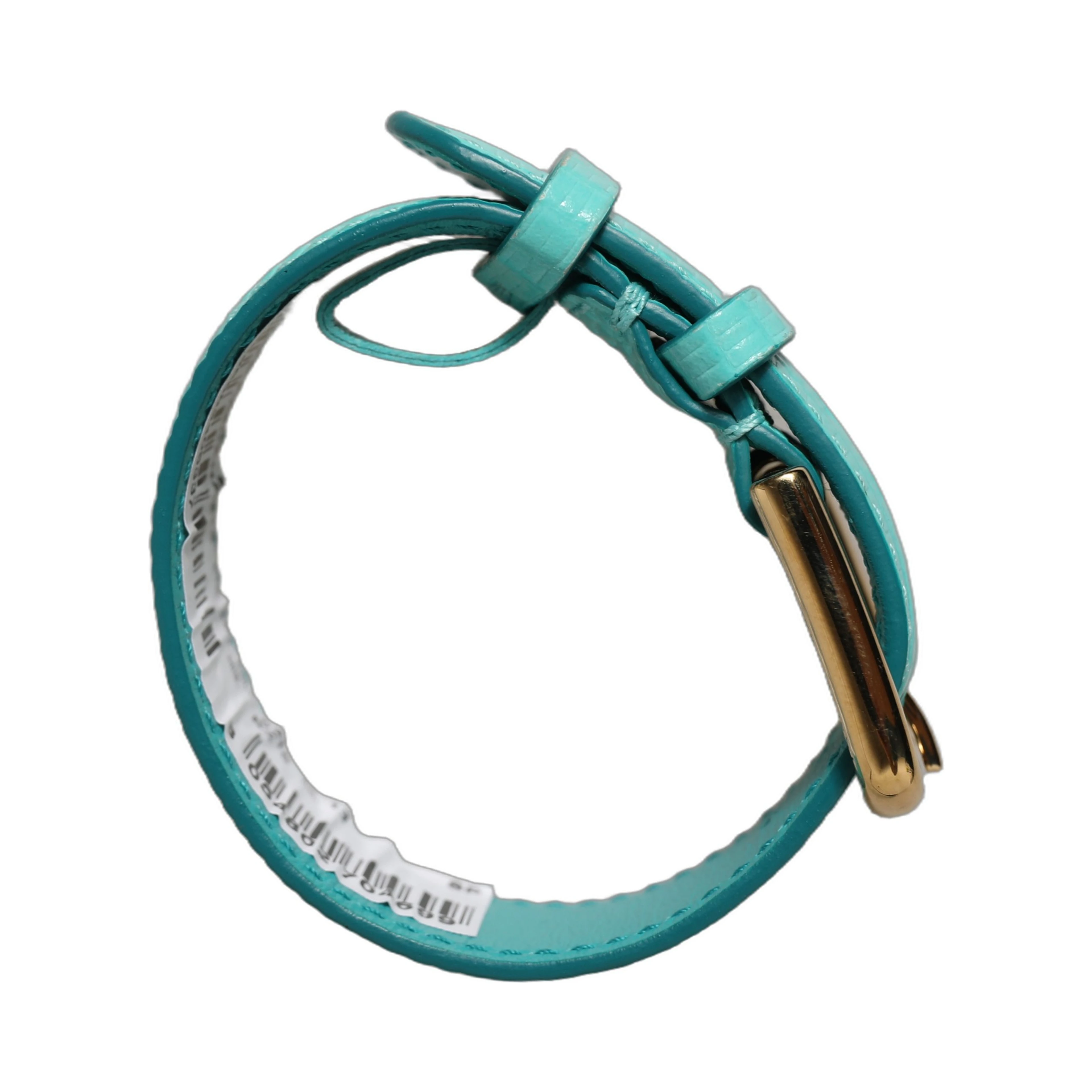 Blue Textured Leather Gold Buckle Belt Strap Bracelet