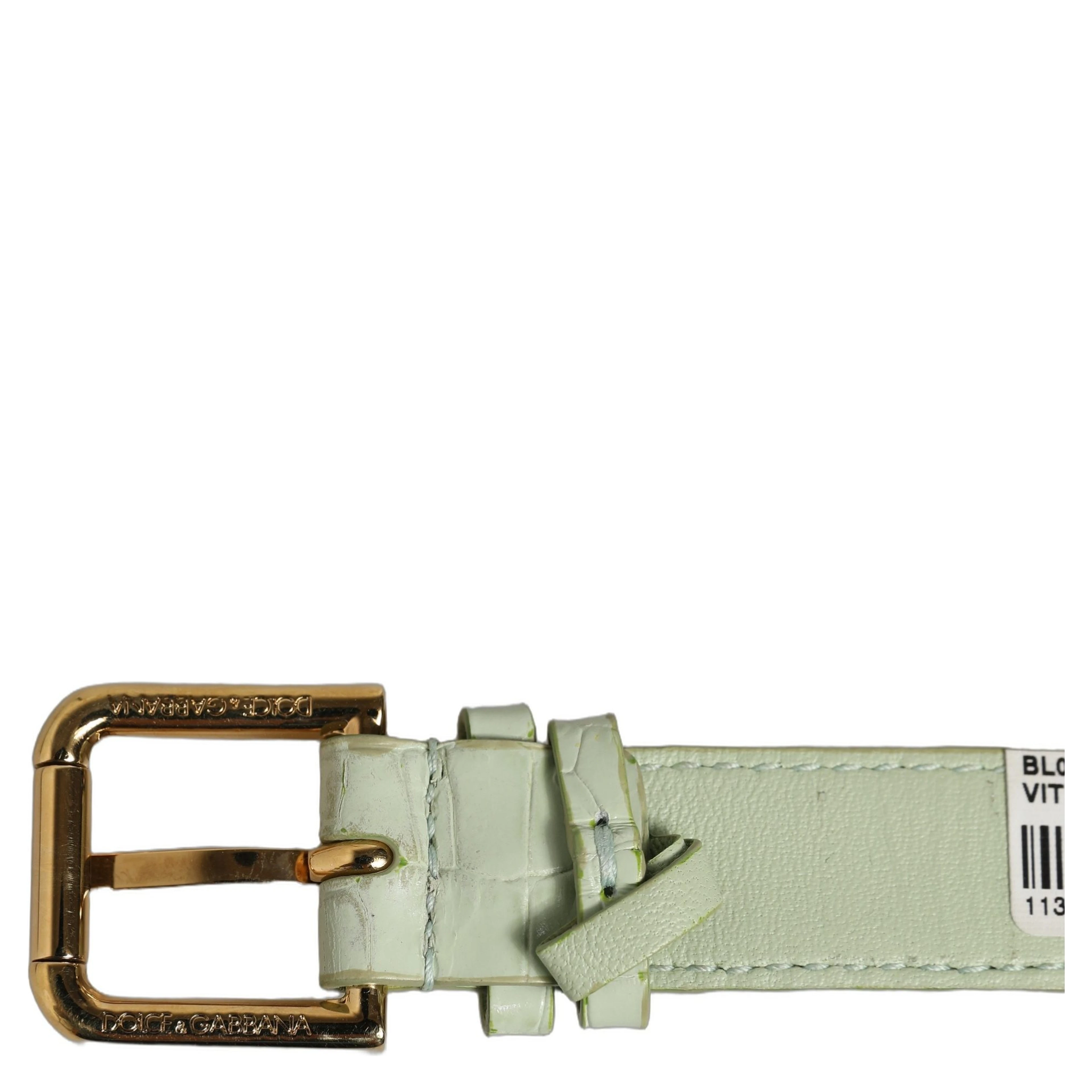 Green Embossed Leather Gold Buckle Belt Strap Bracelet