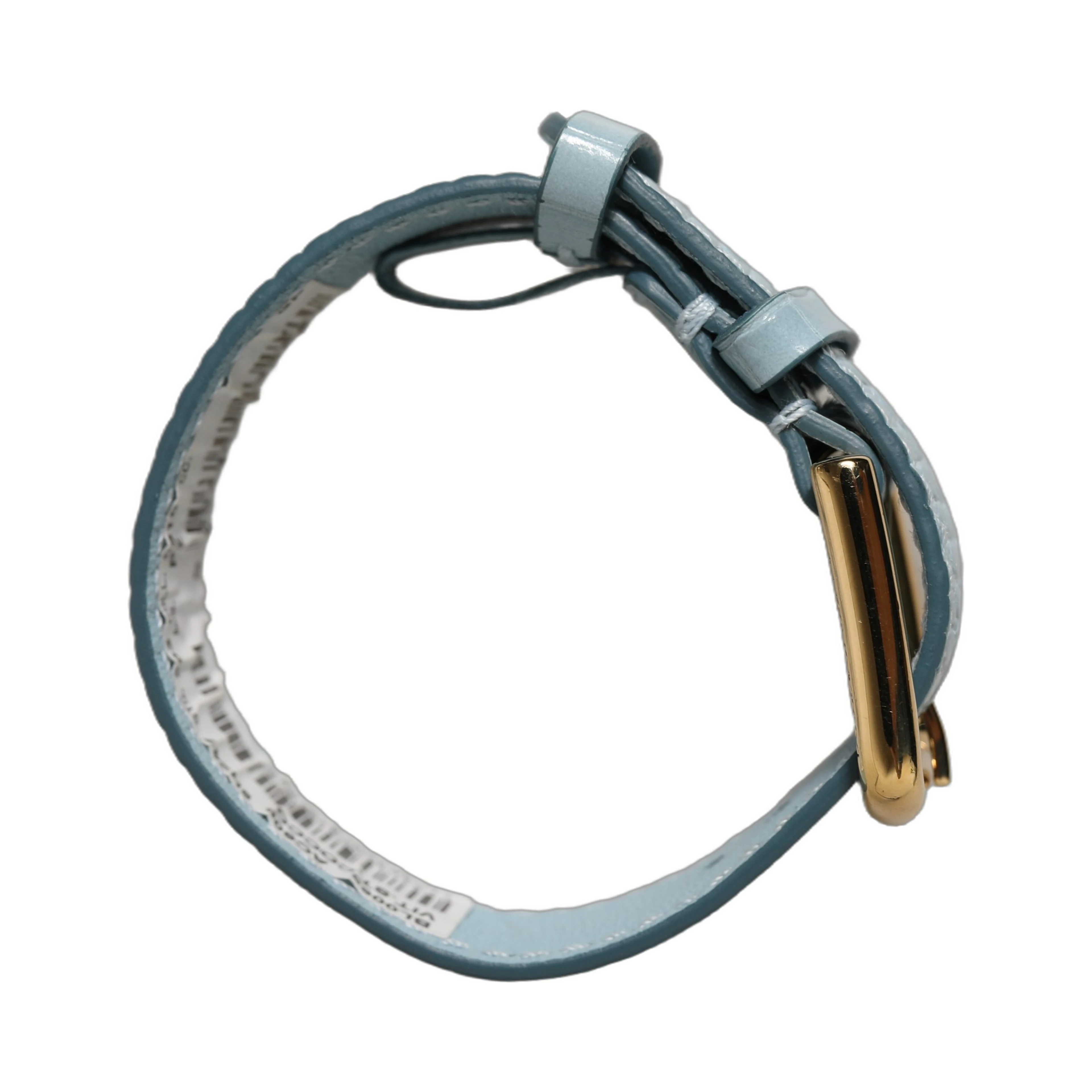Blue Embossed Leather Gold Buckle Belt Strap Bracelet