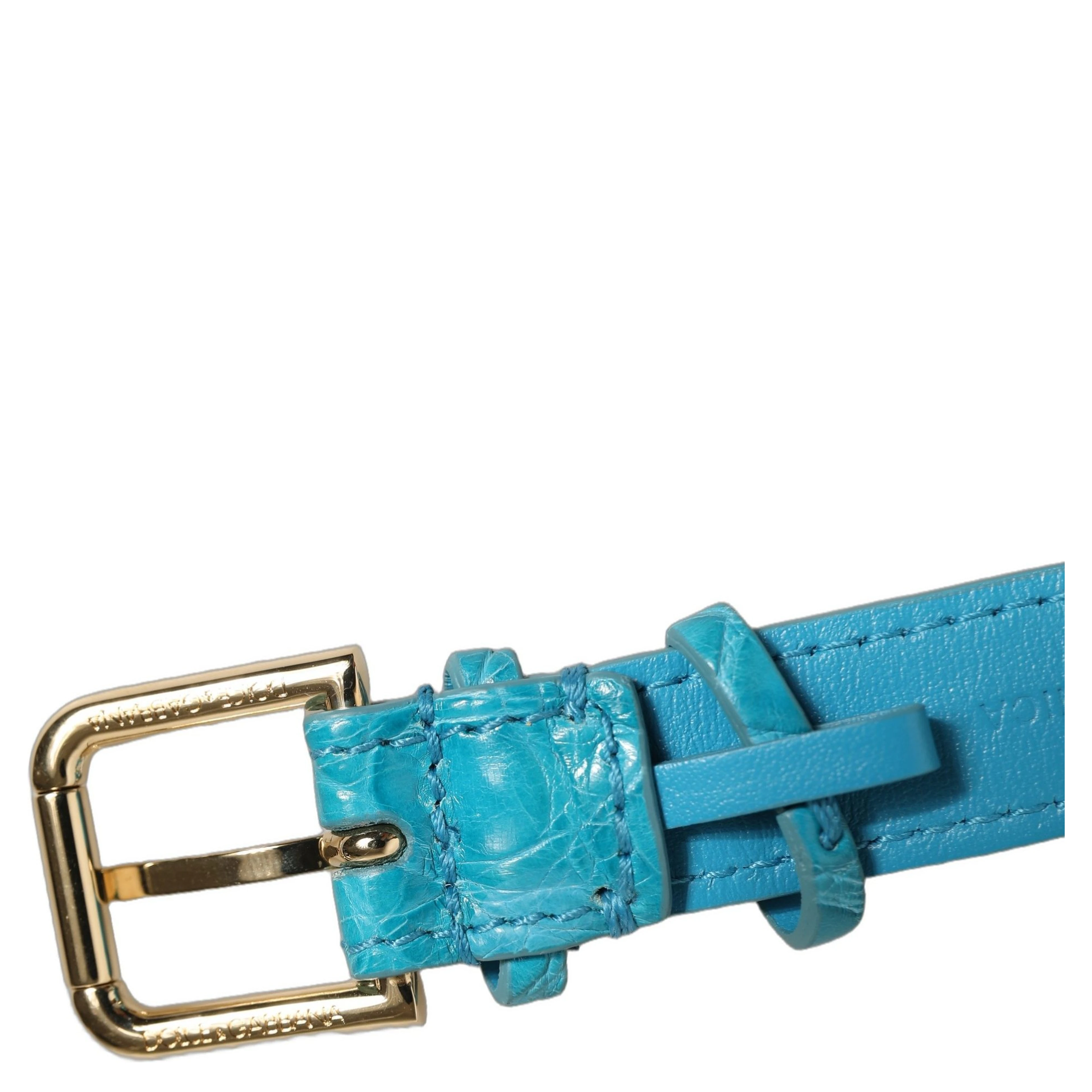 Turquoise Texture Leather Gold Buckle Belt Strap Bracelet