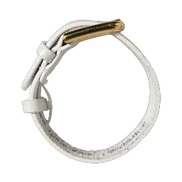 White Embossed Leather Gold Buckle Belt Strap Bracelet