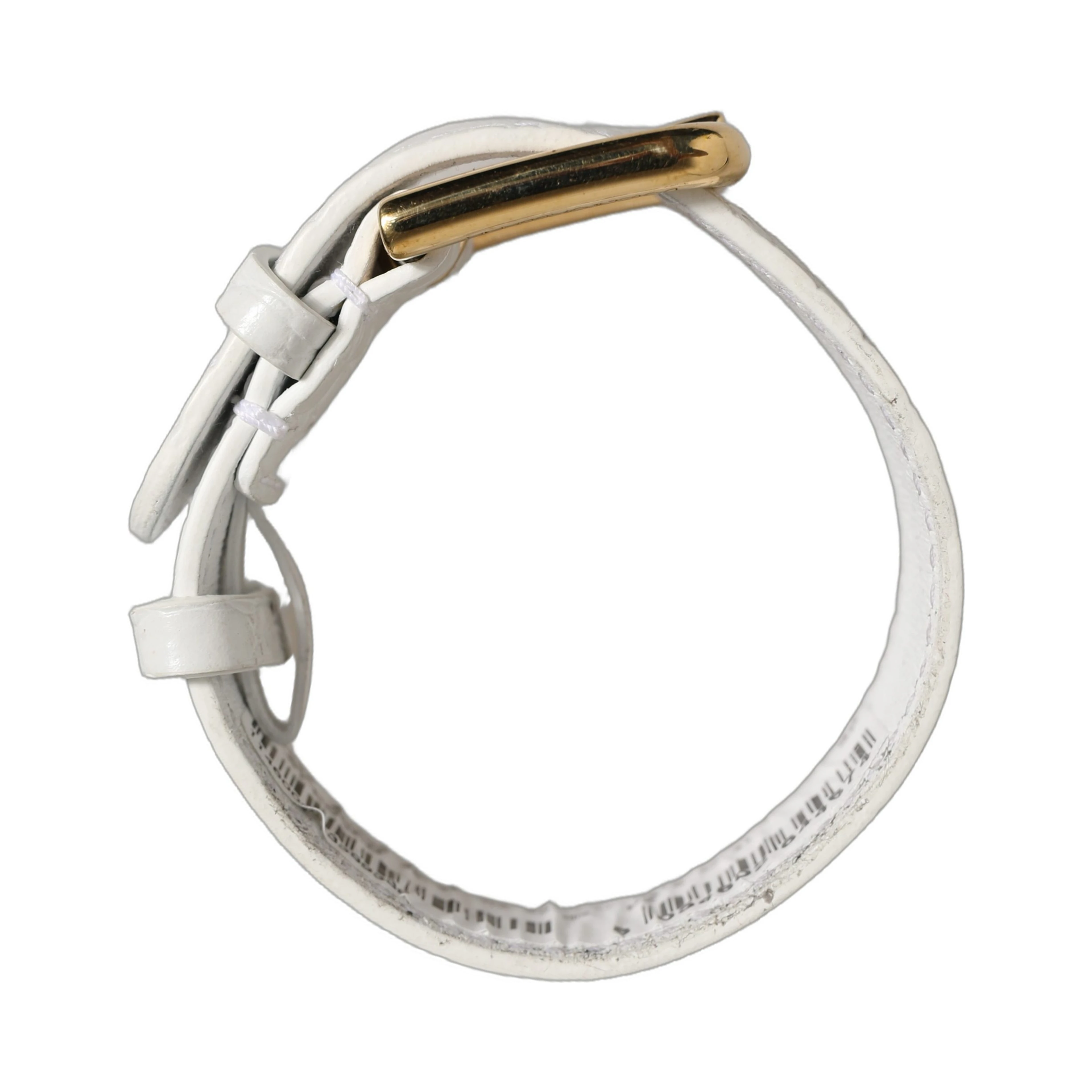 White Embossed Leather Gold Buckle Belt Strap Bracelet