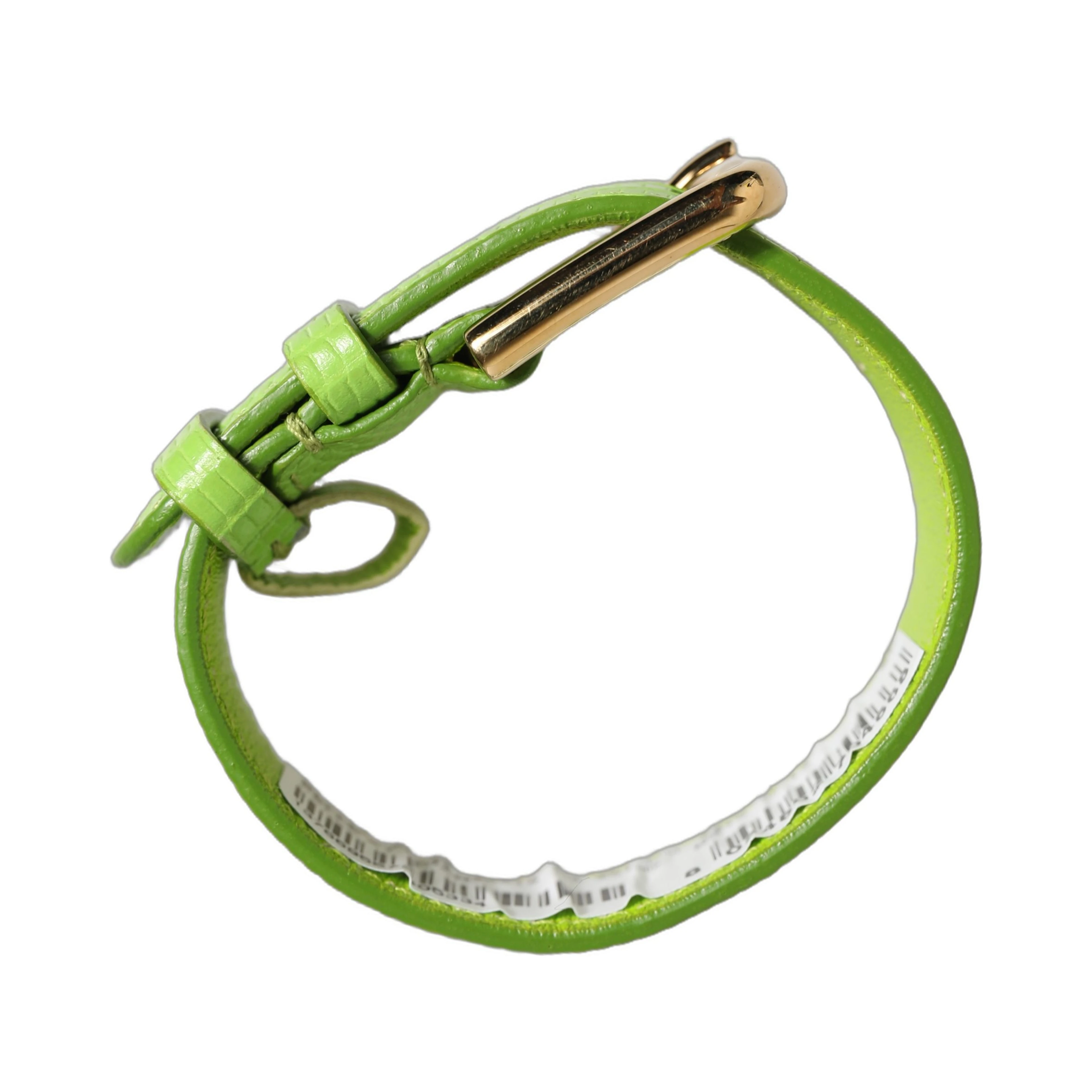 Green Textured Leather Gold Buckle Belt Strap Bracelet