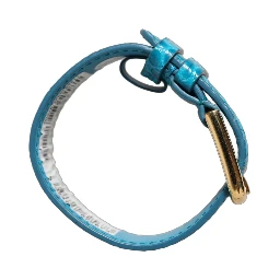 Blue Embossed Leather Gold Buckle Belt Strap Bracelet