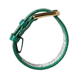 Green Embossed Leather Gold Buckle Belt Strap Bracelet