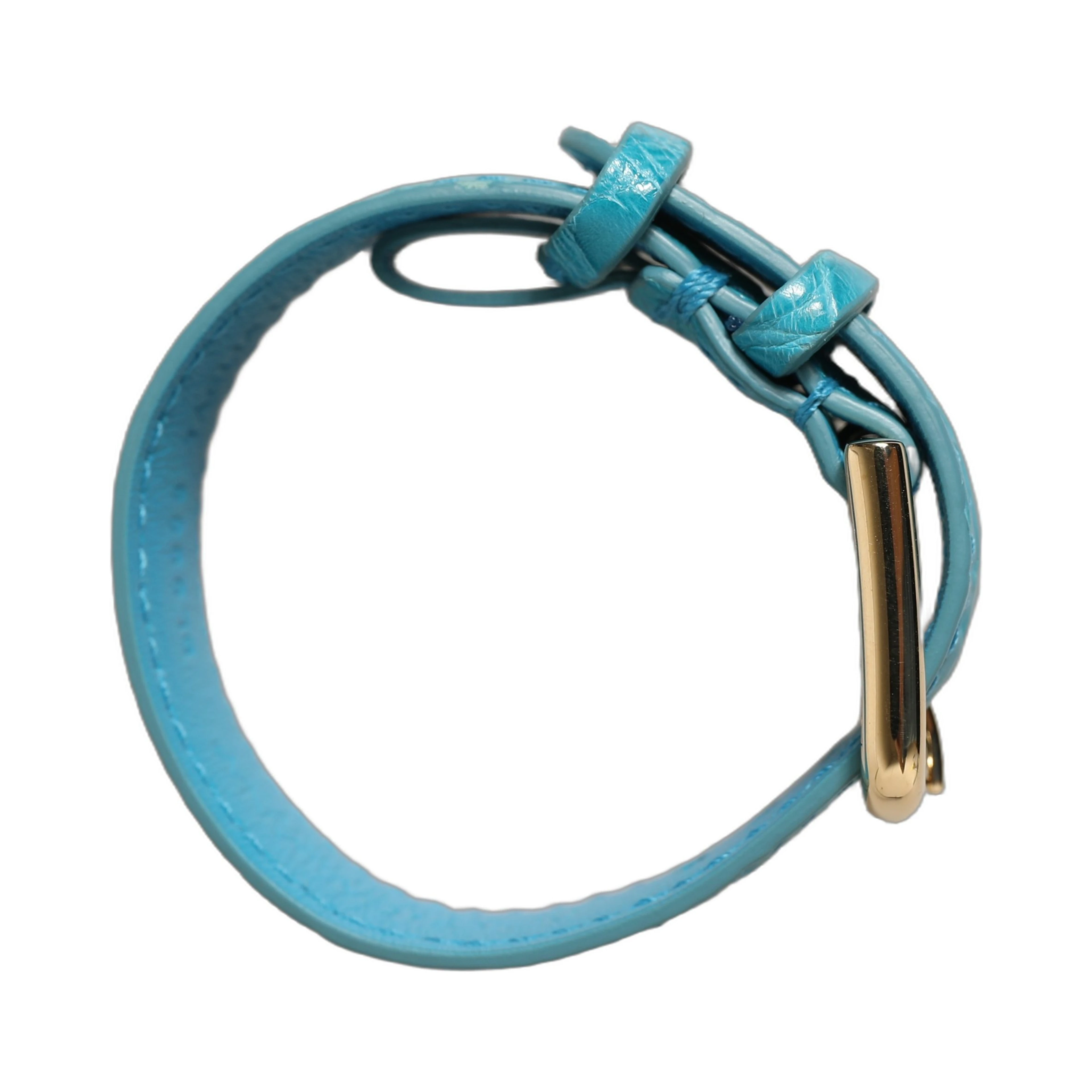 Turquoise Texture Leather Gold Buckle Belt Strap Bracelet