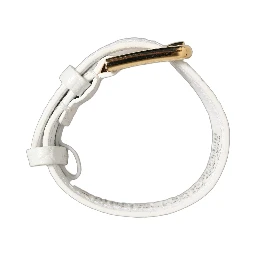 White Embossed Leather Gold Buckle Belt Strap Bracelet
