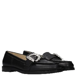 Black Leather Slip-On Loafers