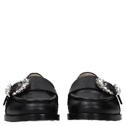 Black Leather Slip-On Loafers