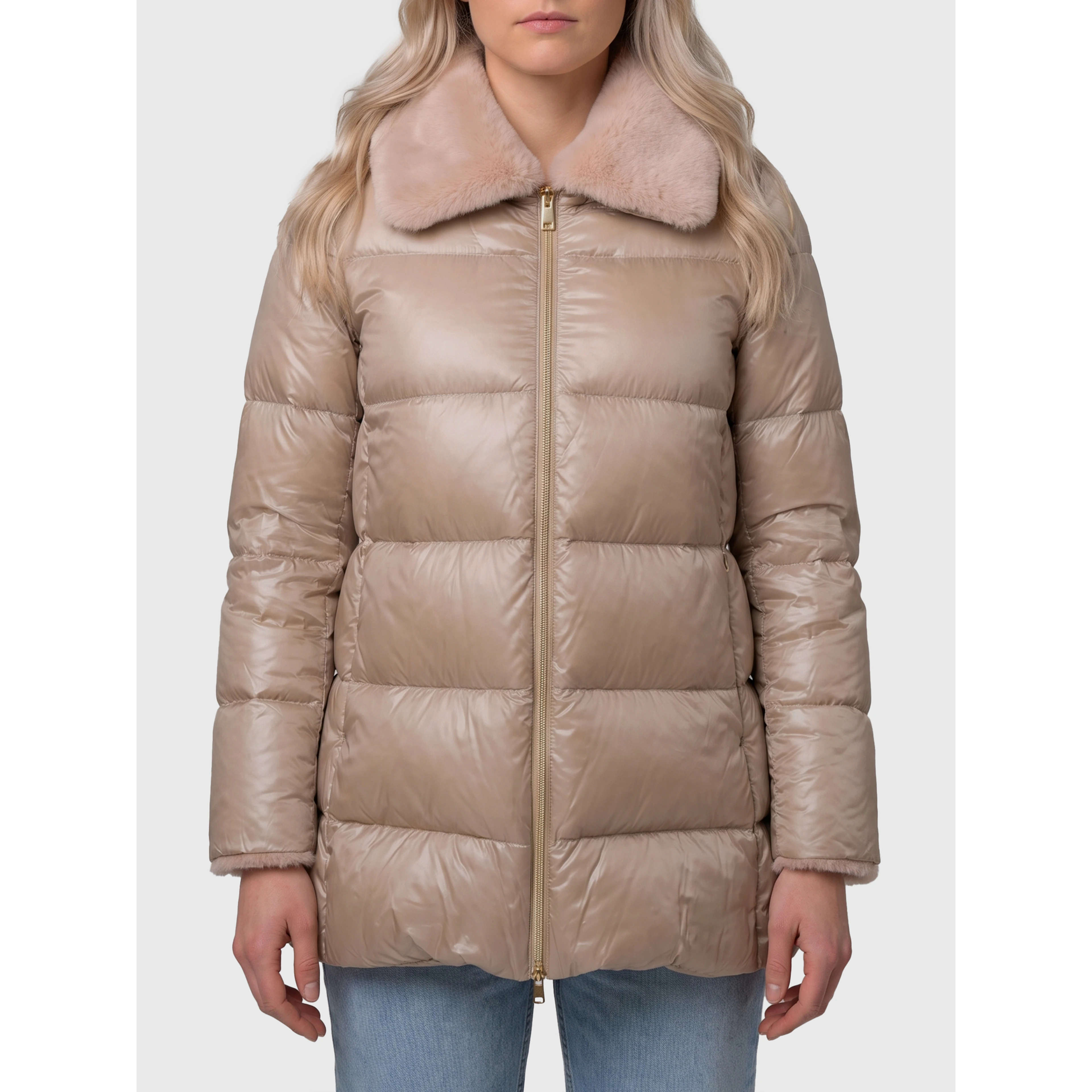 Light puffer with collar ecofur