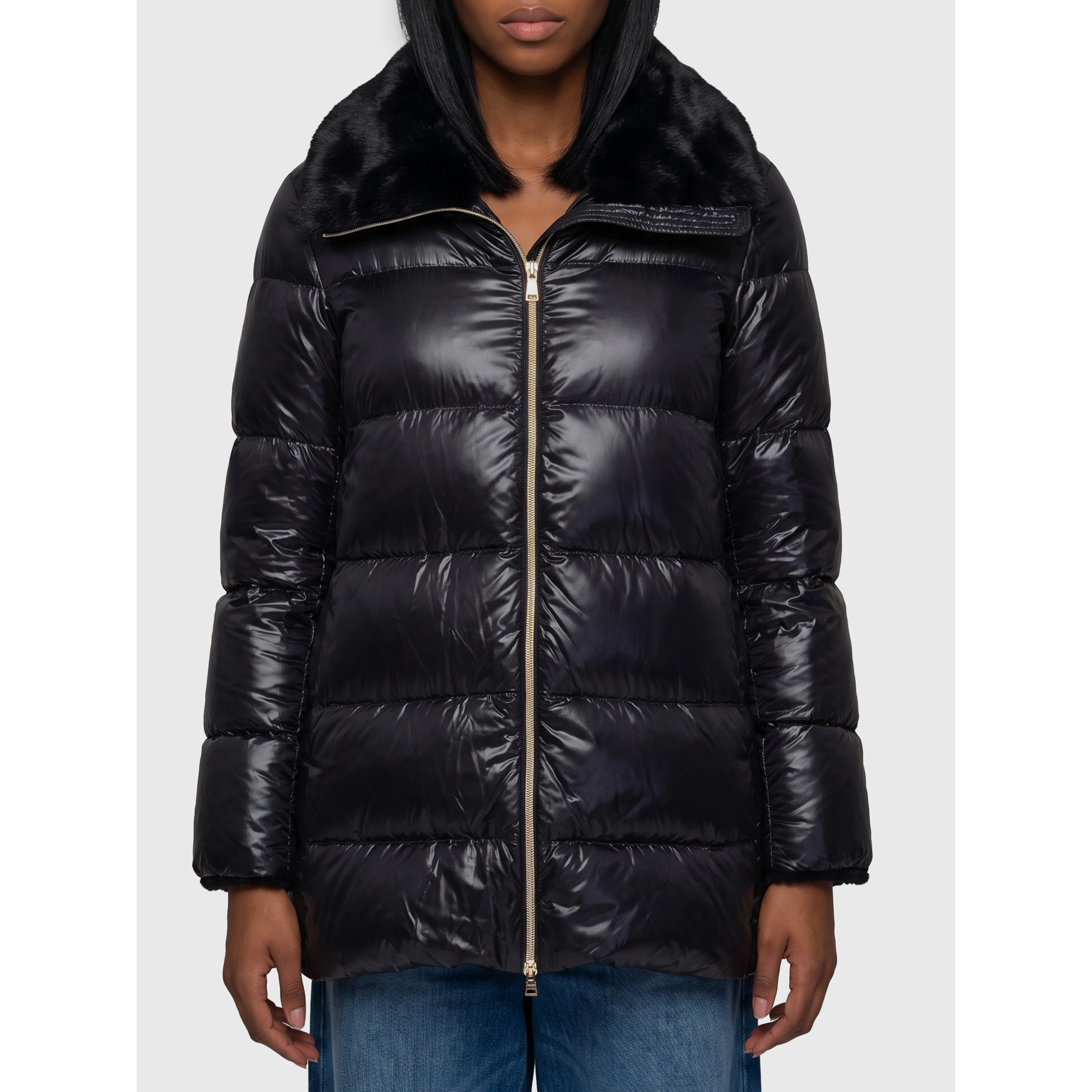 Light puffer with collar fur