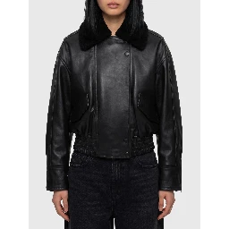 Black leather IOLaila Lane bomber jacket