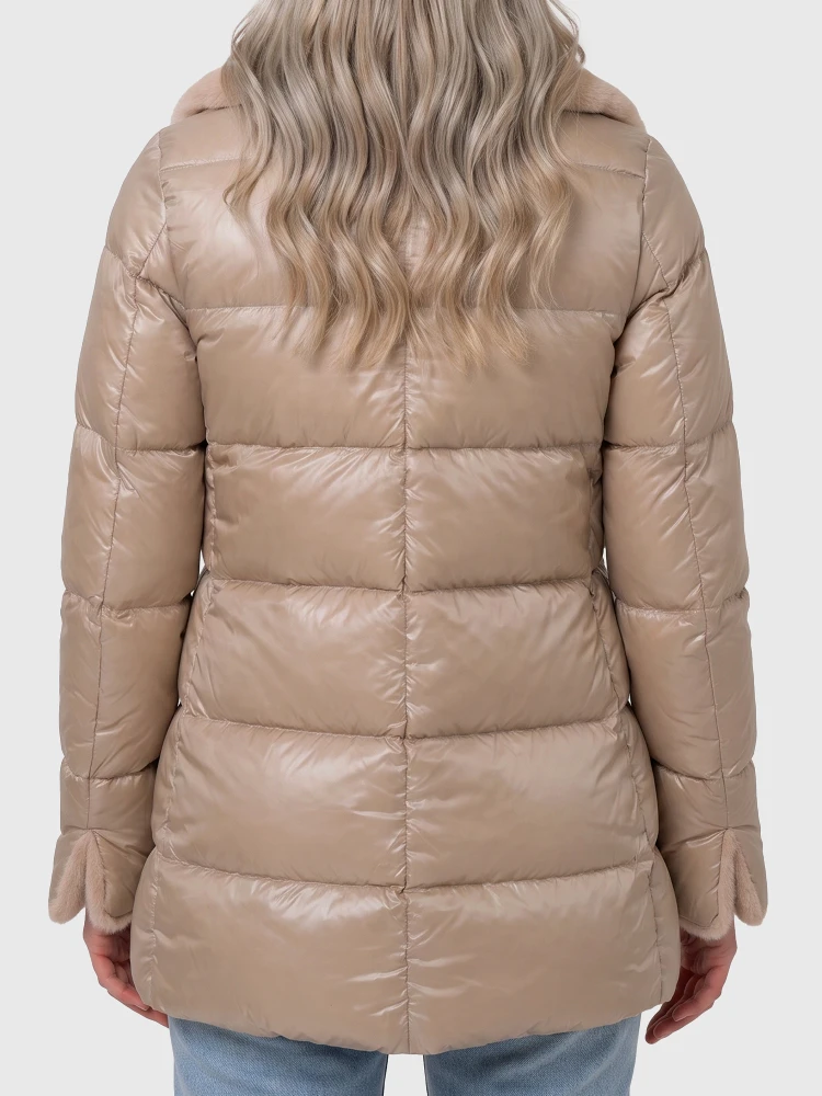 Light puffer with collar ecofur alternative