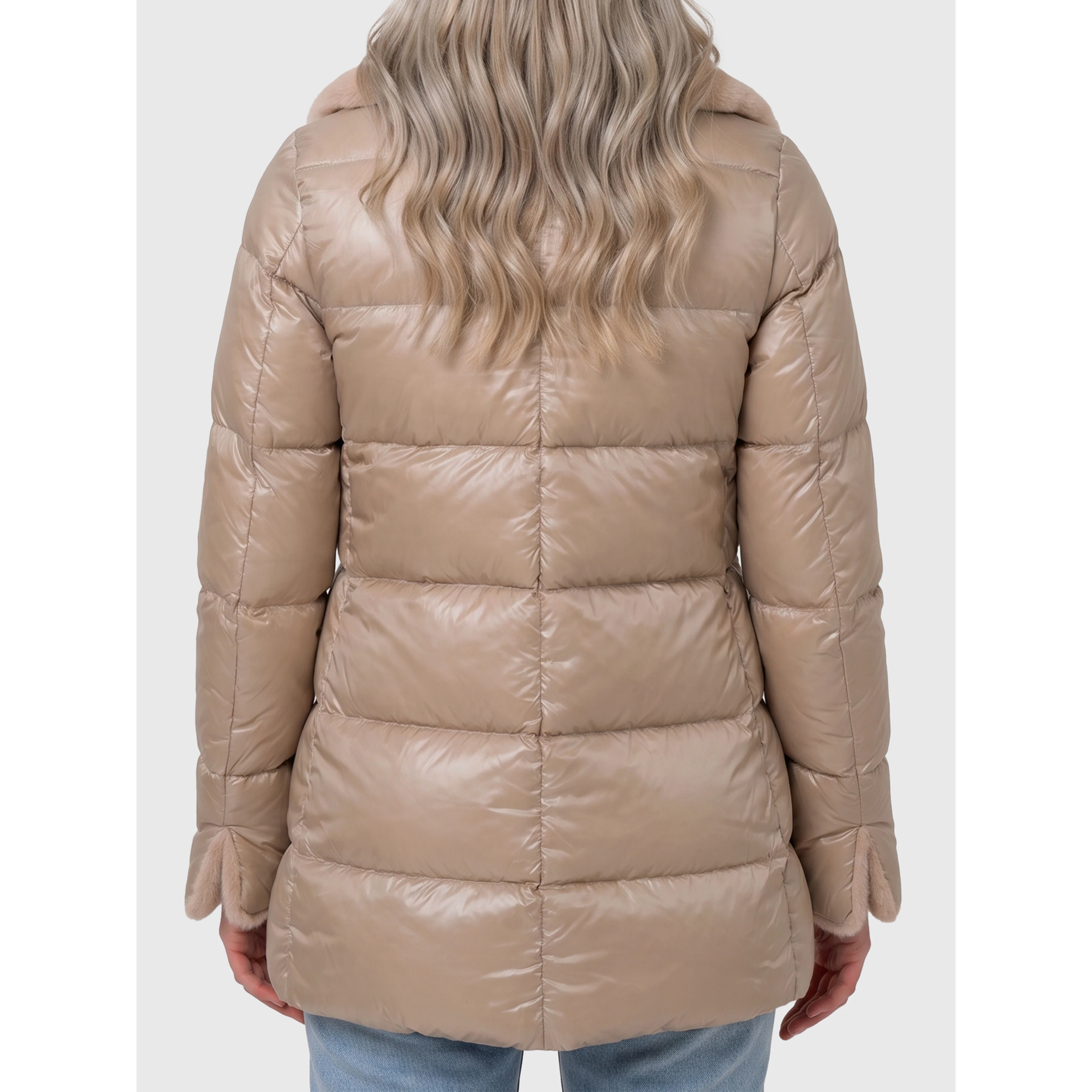 Light puffer with collar ecofur