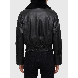 Black leather IOLaila Lane bomber jacket
