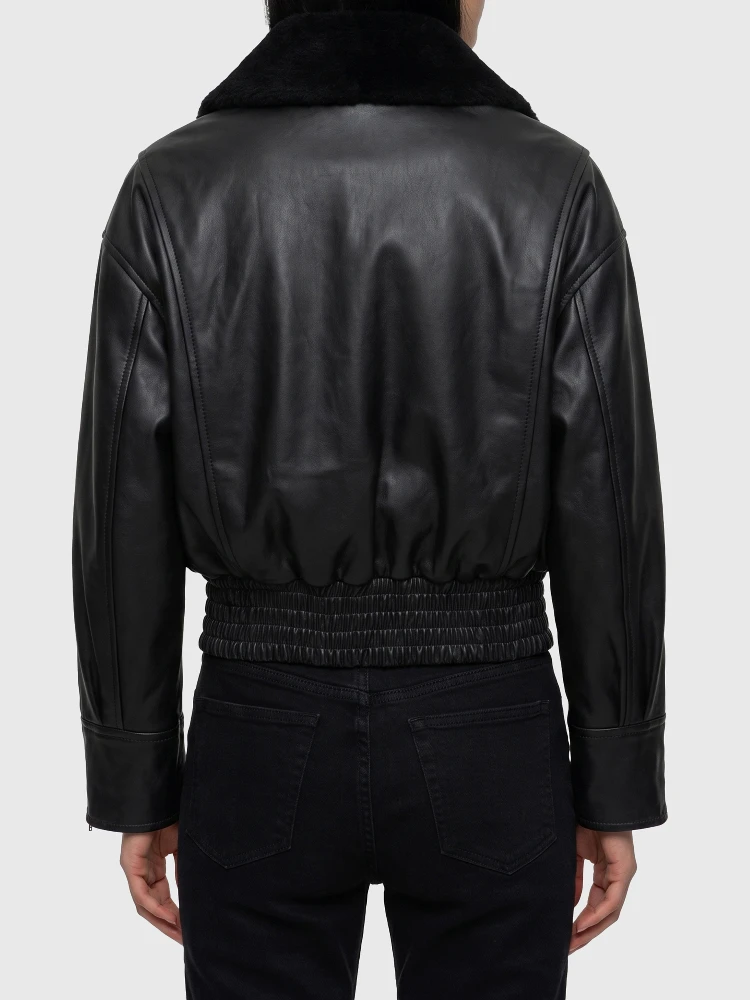 Black leather IOLaila Lane bomber jacket alternative