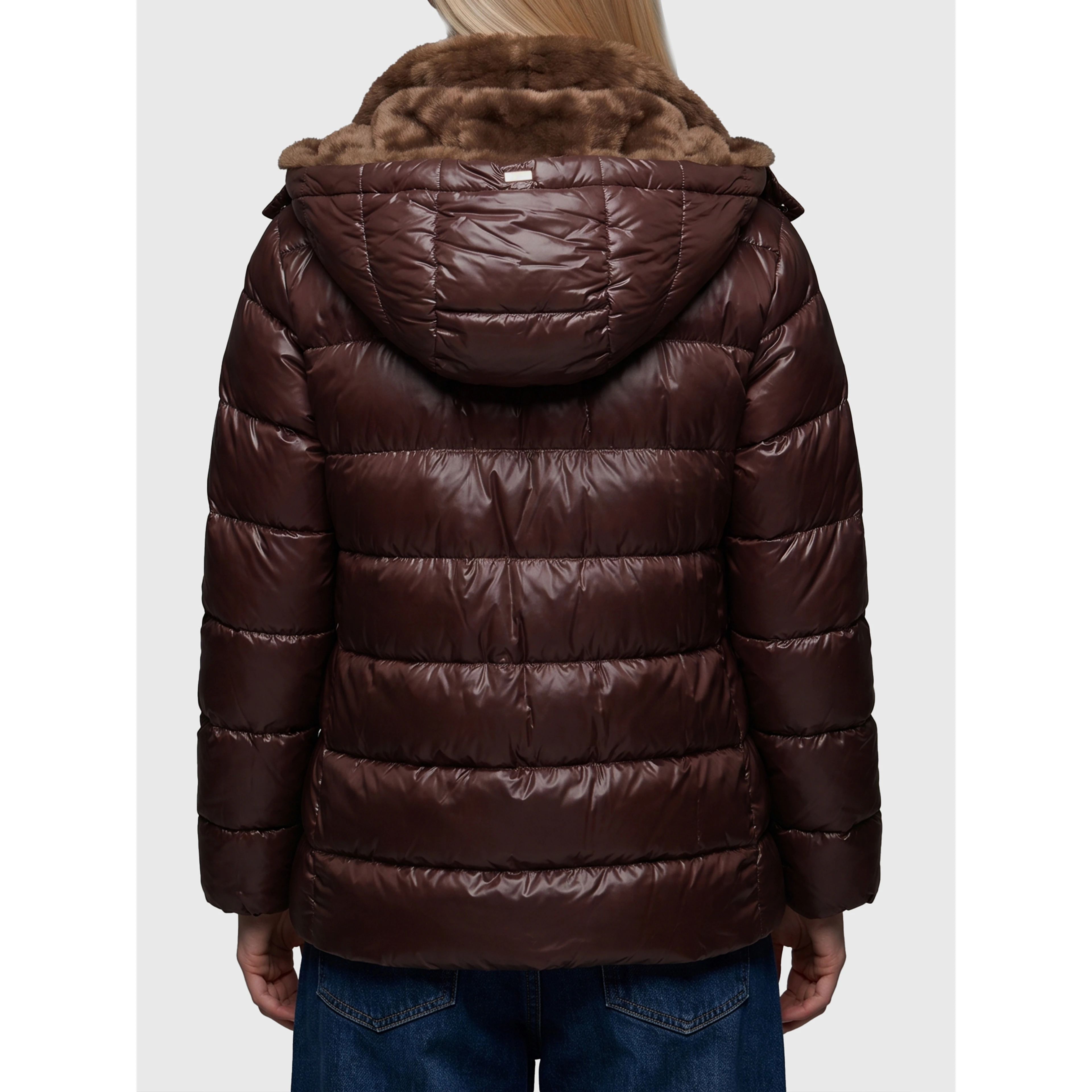 Ultralight down jacket with faux fur