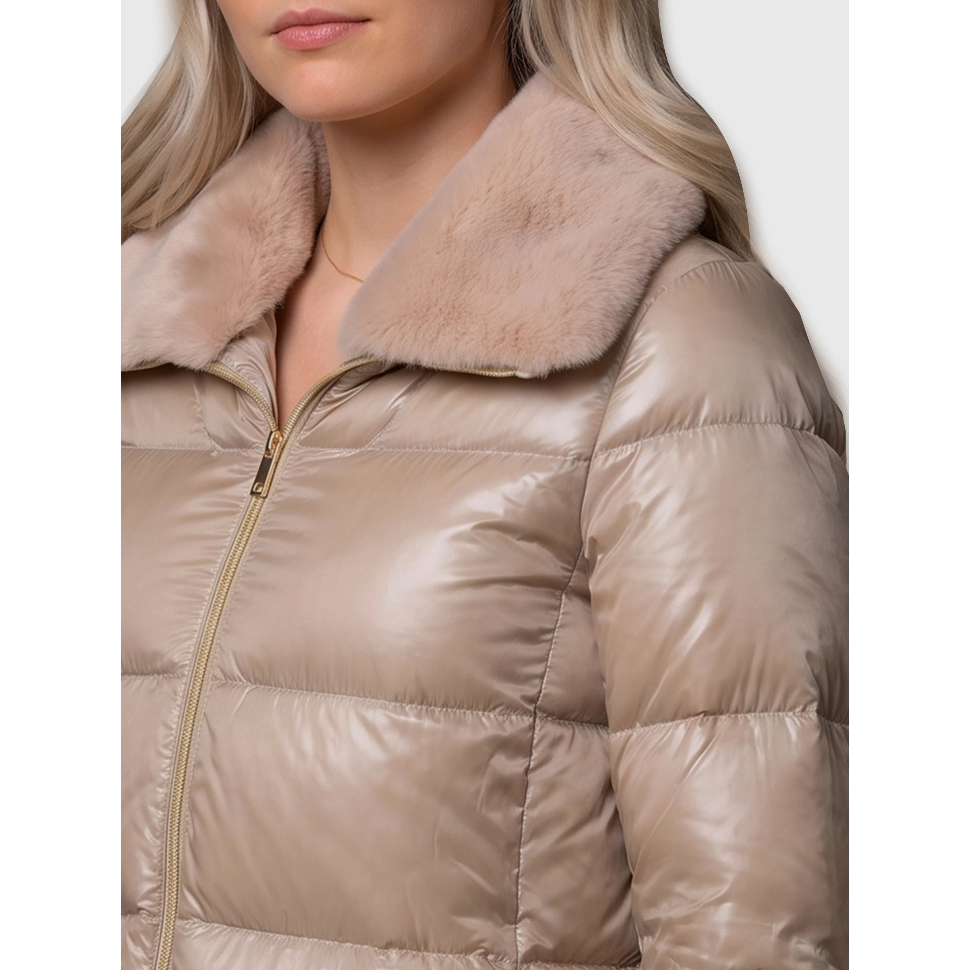 Light puffer with collar ecofur