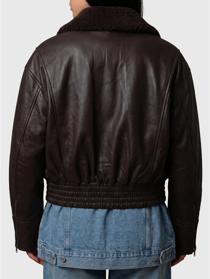 Dark brown leather IOLaila Lane bomber jacket