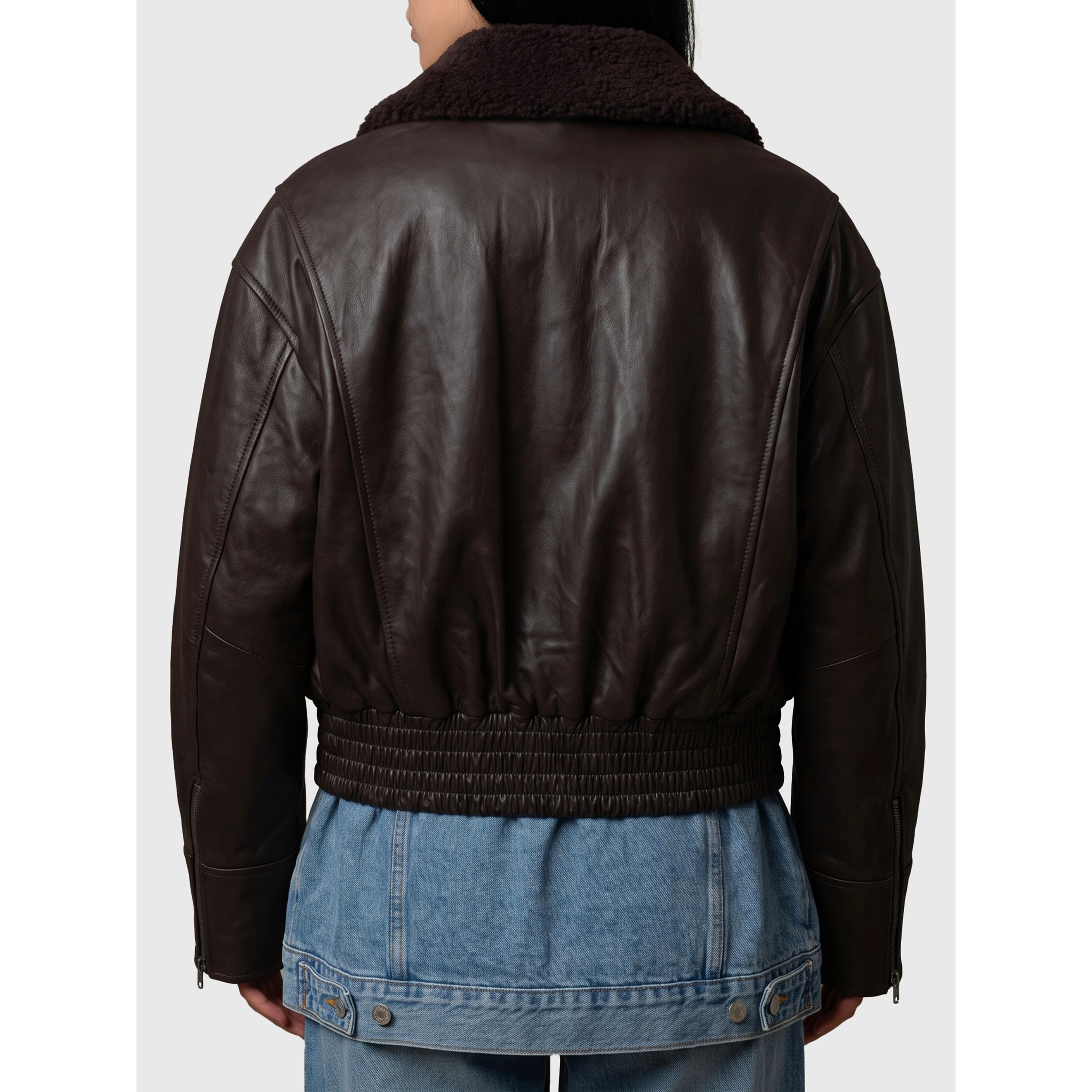 Dark brown leather IOLaila Lane bomber jacket