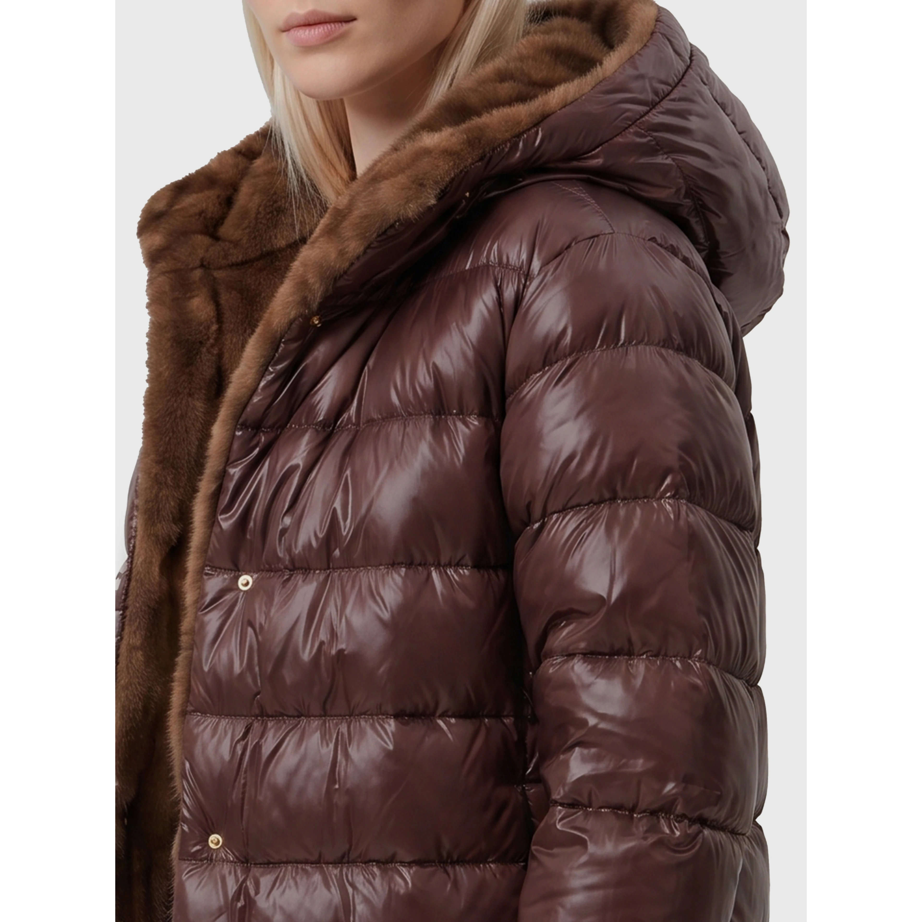 Ultralight down jacket with faux fur