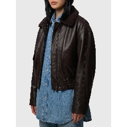 Dark brown leather IOLaila Lane bomber jacket
