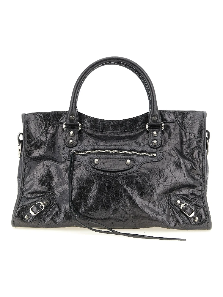 Silver Lamb Leather Handbag