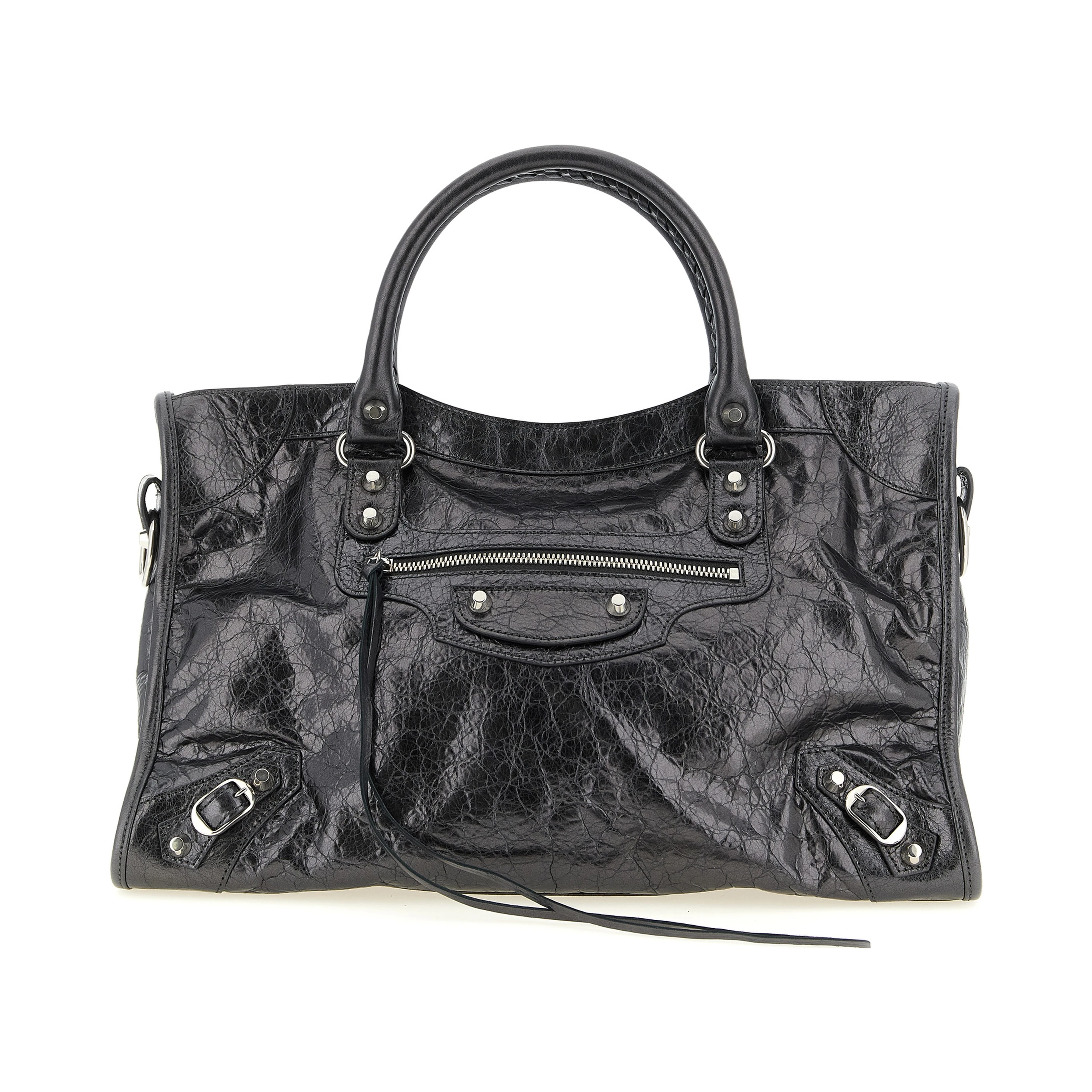 Silver Lamb Leather Handbag
