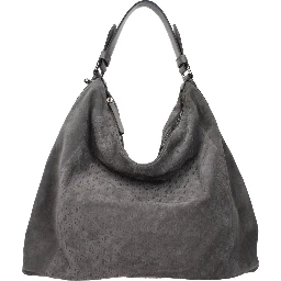Gray Leather Shoulder Bag