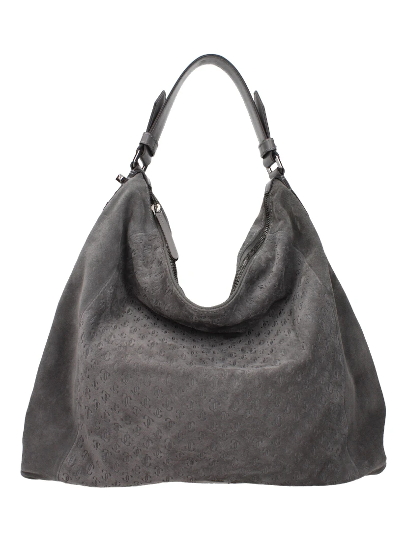 Gray Leather Shoulder Bag