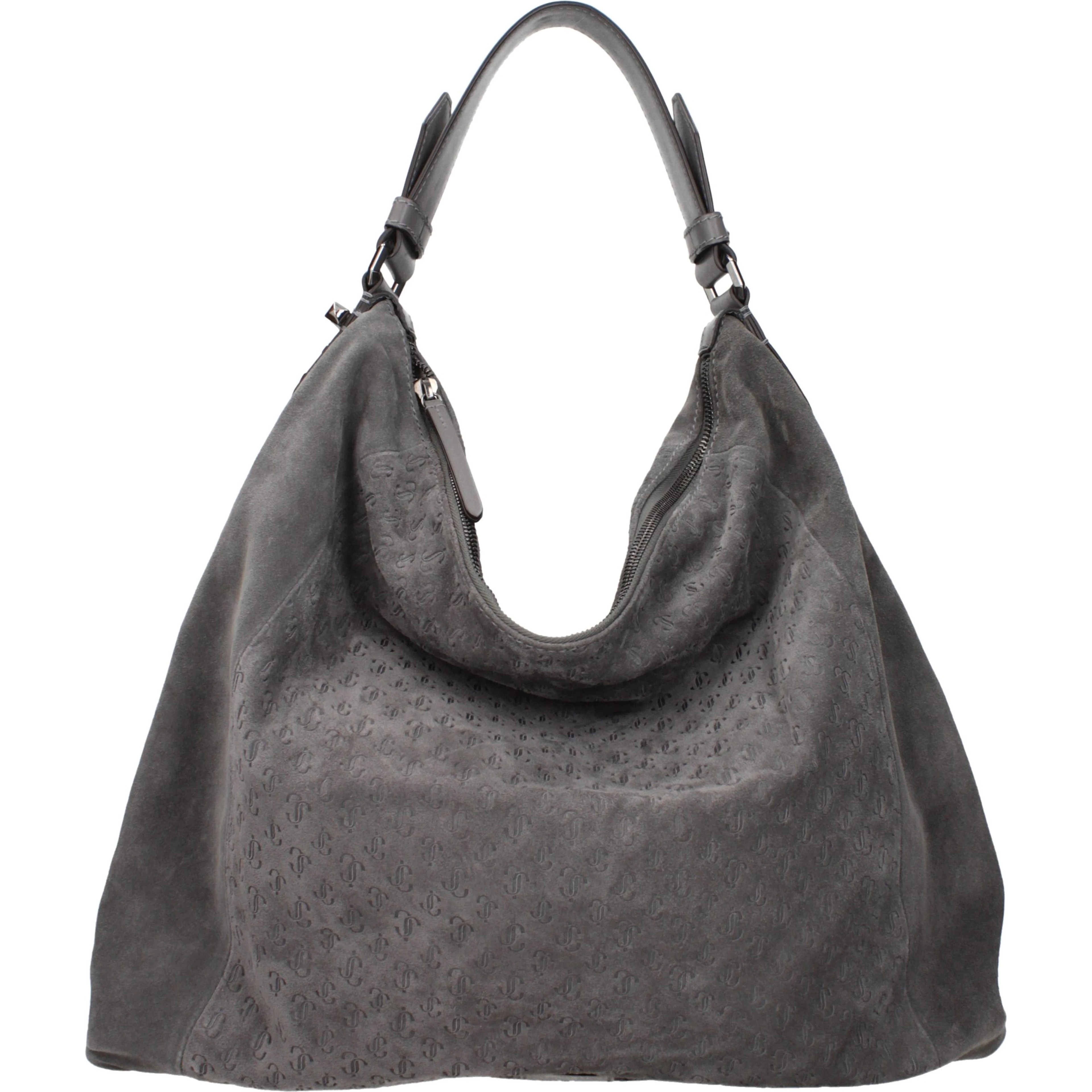 Gray Leather Shoulder Bag