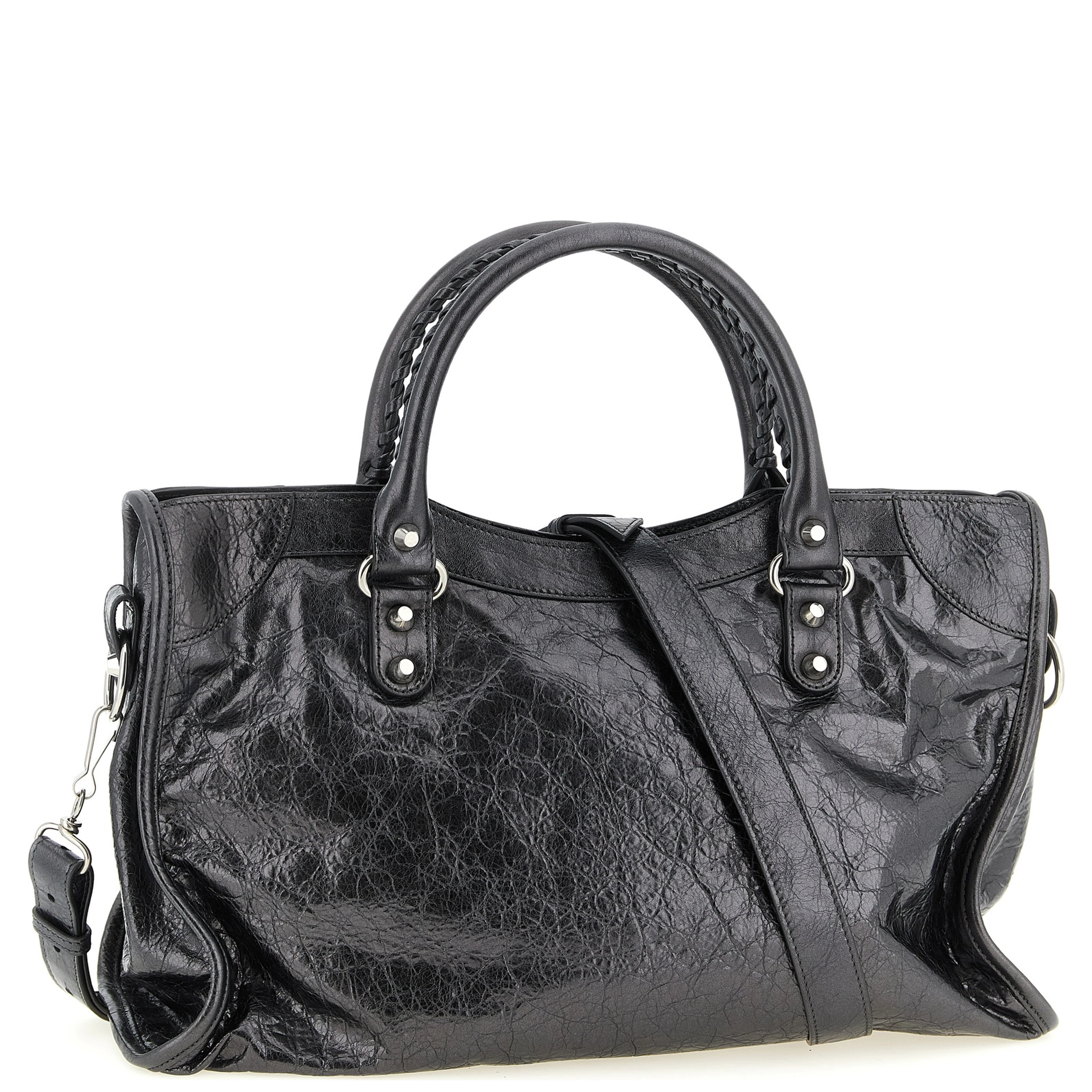 Silver Lamb Leather Handbag