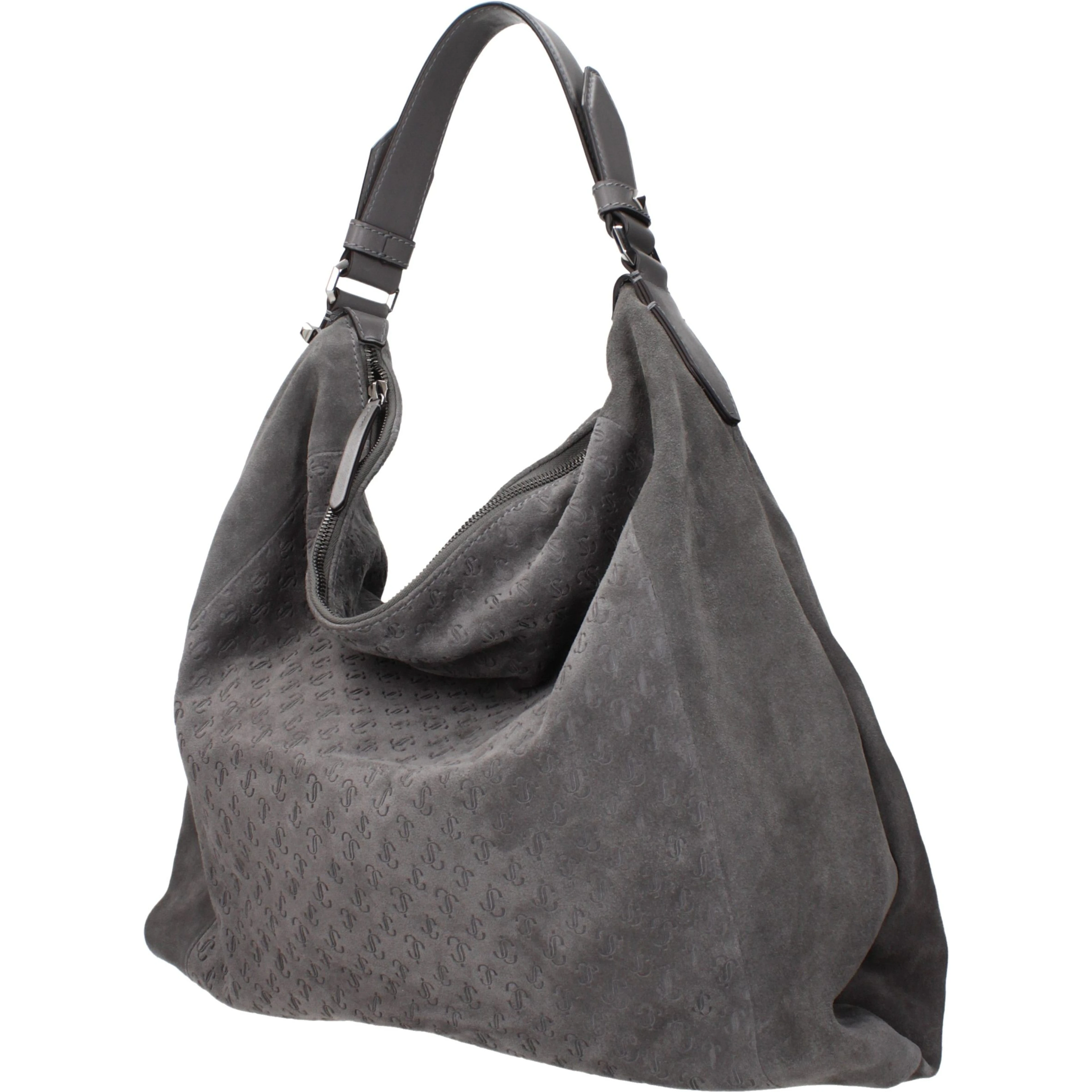 Gray Leather Shoulder Bag