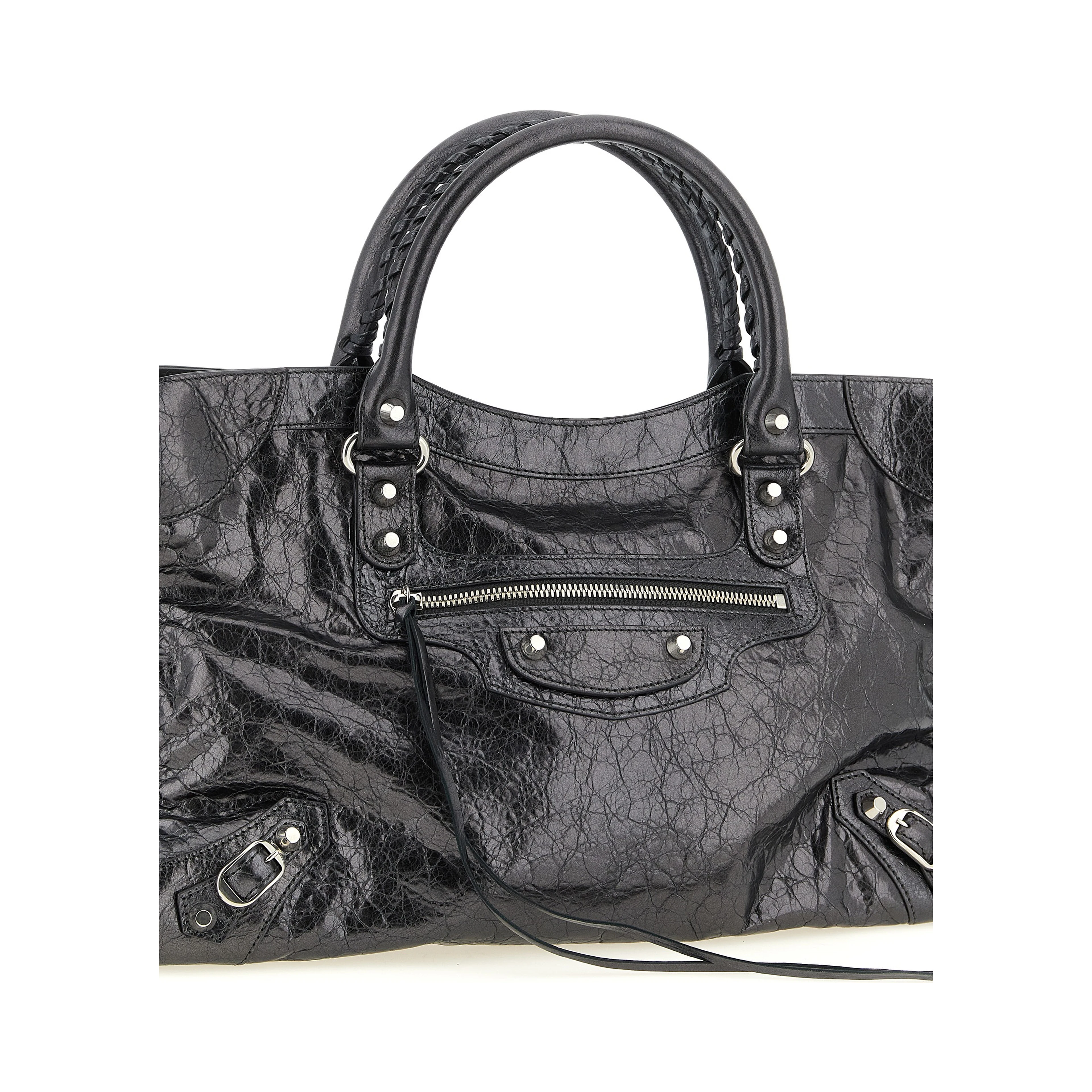Silver Lamb Leather Handbag