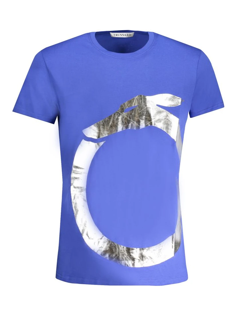 Blue Cotton Men T-Shirt