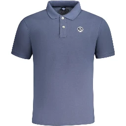 Blue Cotton Men Polo Shirt
