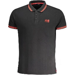 Black Cotton Men Polo Shirt