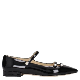 Black Leather Ballet Flats