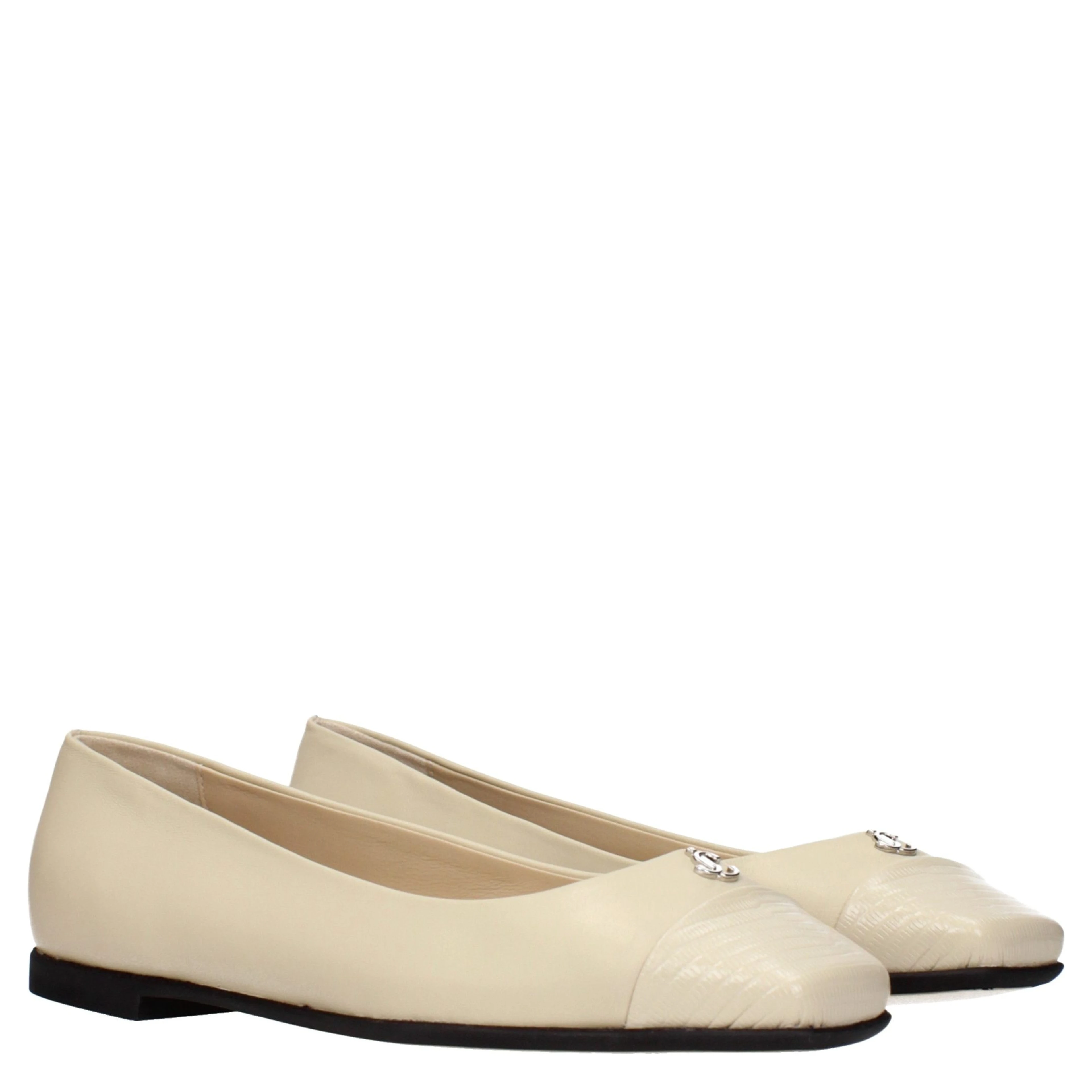 Beige Leather Ballet Flats