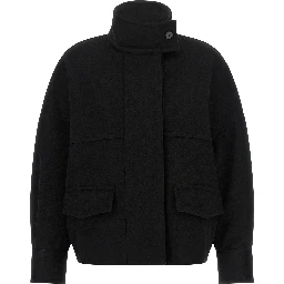 Black Wool Bomber