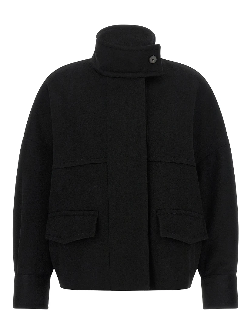 Black Wool Bomber