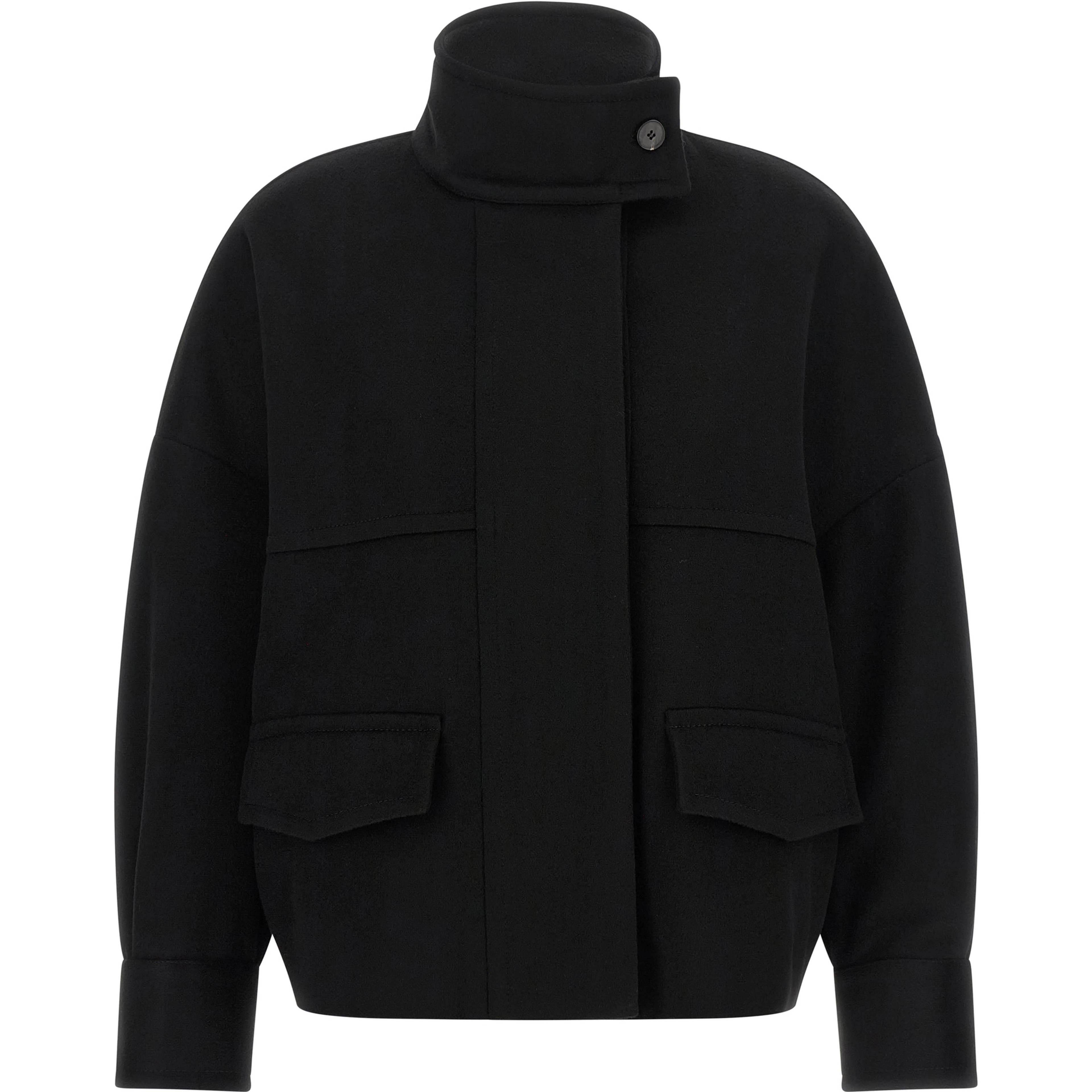 Black Wool Bomber