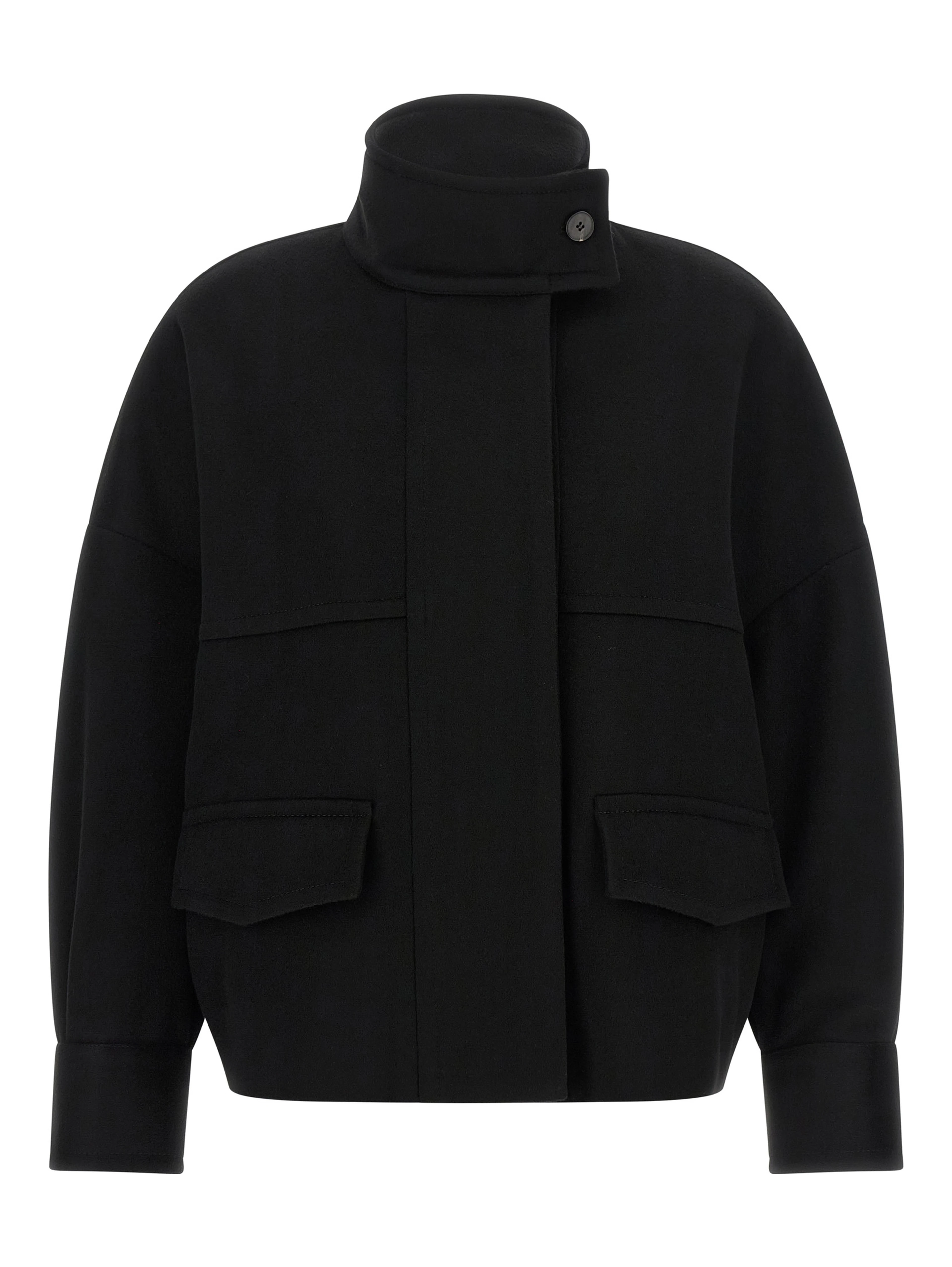 Black Wool Bomber
