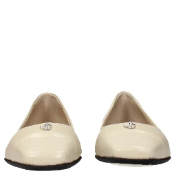 Beige Leather Ballet Flats